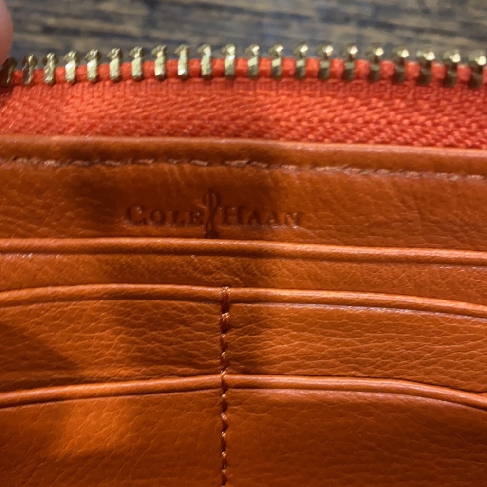 Cole Haan Heritage Weave  Orange Leather Wallet - Picture 9 of 16